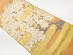 枝垂れ桜にヱ霞模様織出し袋帯